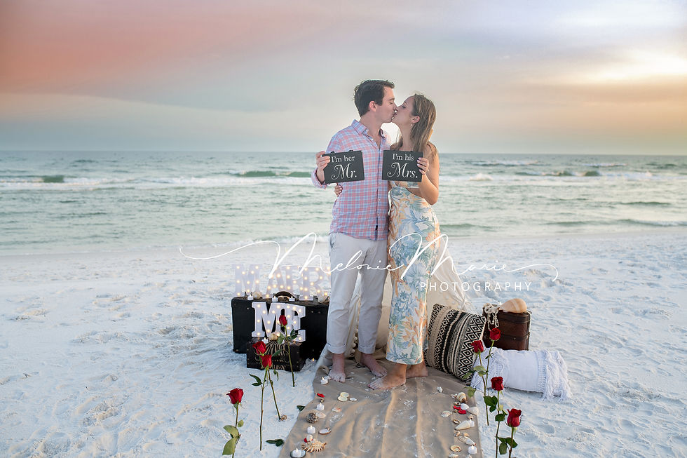 Marry me light up letters on the beach for 30a surprise wedding proposal
