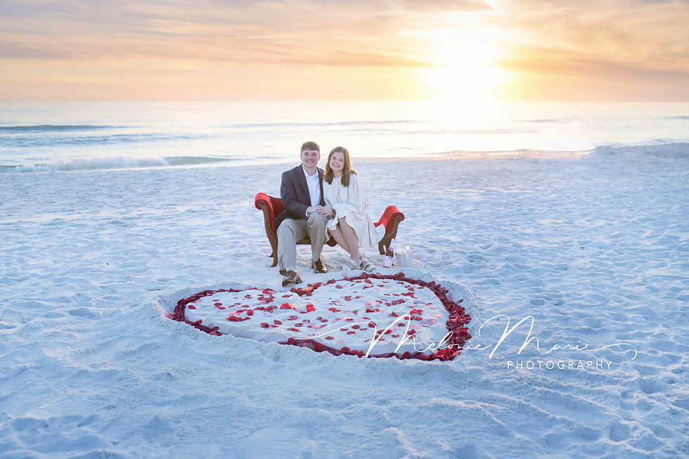 Inlet Beach surprise wedding proposal with red heart petals