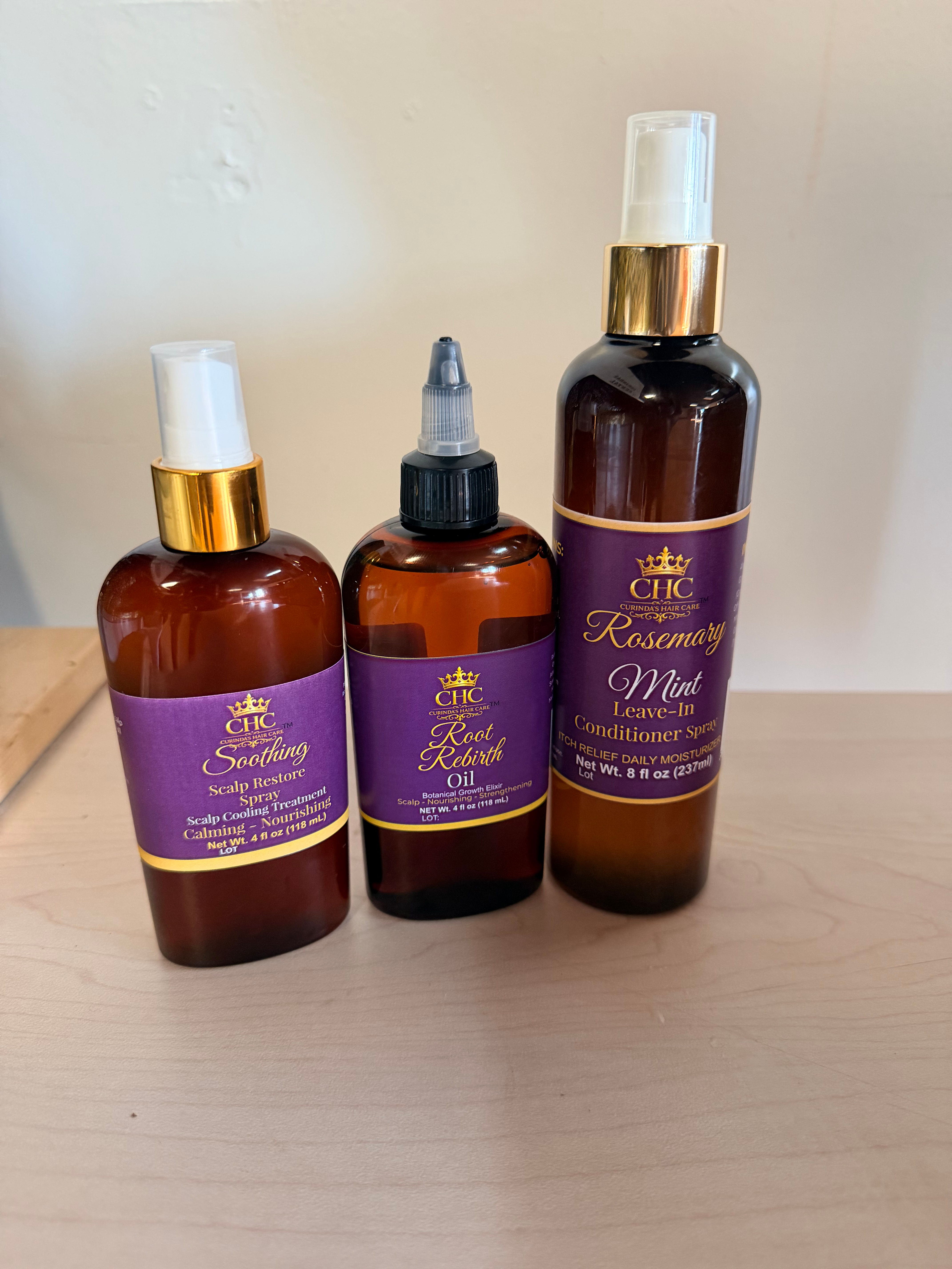 ✨ Triple Crown Growth System — Leave-In Spray + Serum + Root Rebirth Oil