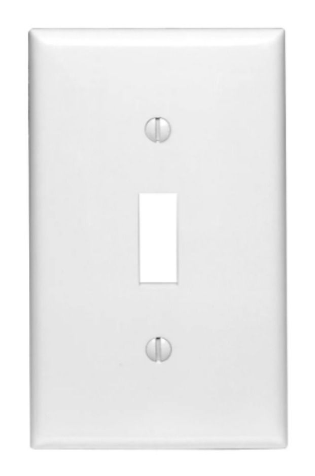Leviton Toggle Single Gang Midway Nylon wall plate in White, each