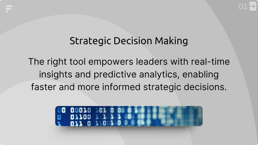 Strategic Decision Making: Empower leaders with real-time insights and predictive analytics for faster, informed decisions.