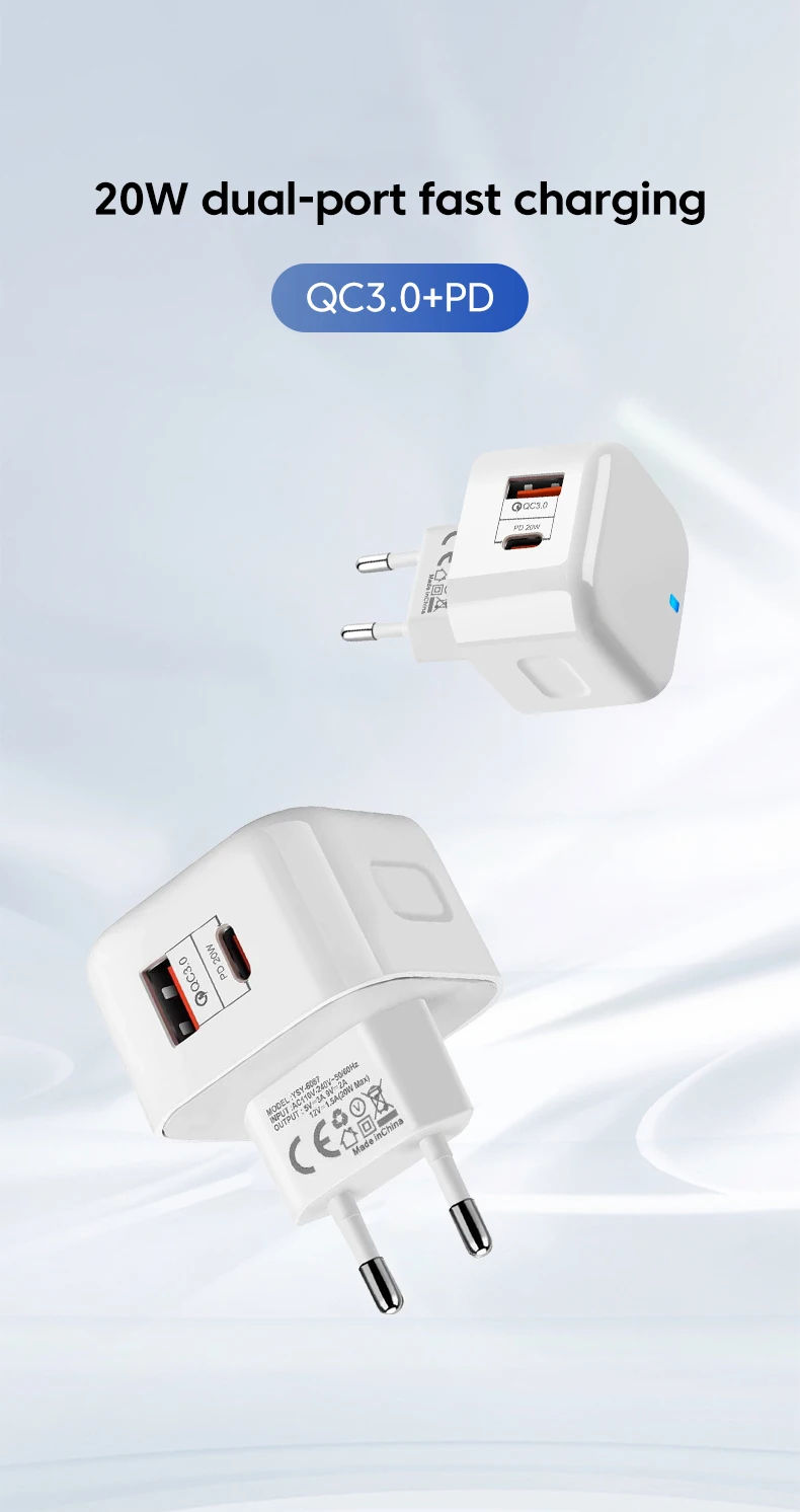 Thumbnail: PowerCharge Duo 20W Fast Charger (USB-A + USB-C PD)