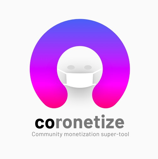 Comonetize logo with a corona mask