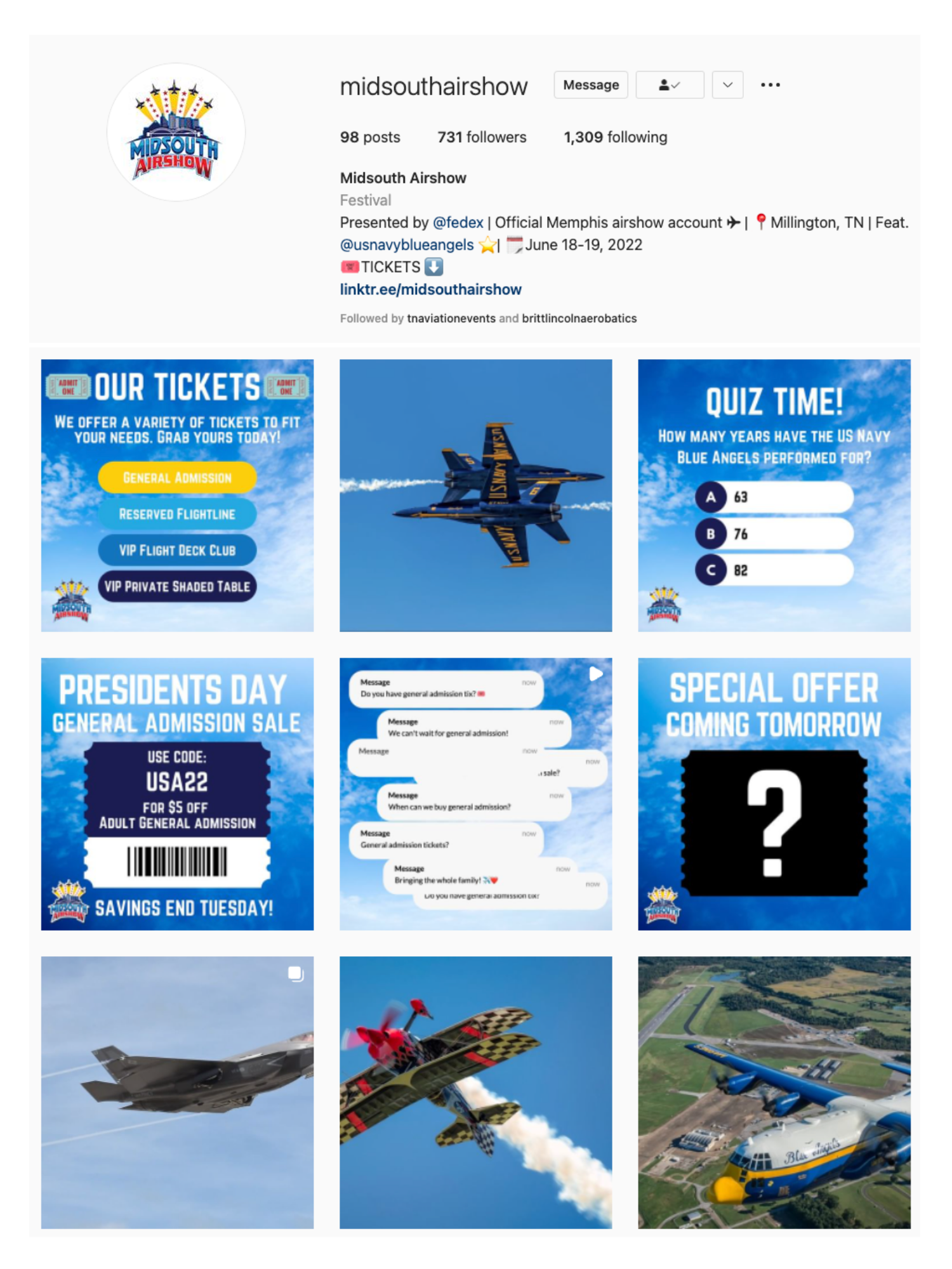 Midsouth Airshow Social Media Amirita Tipper Design Studios