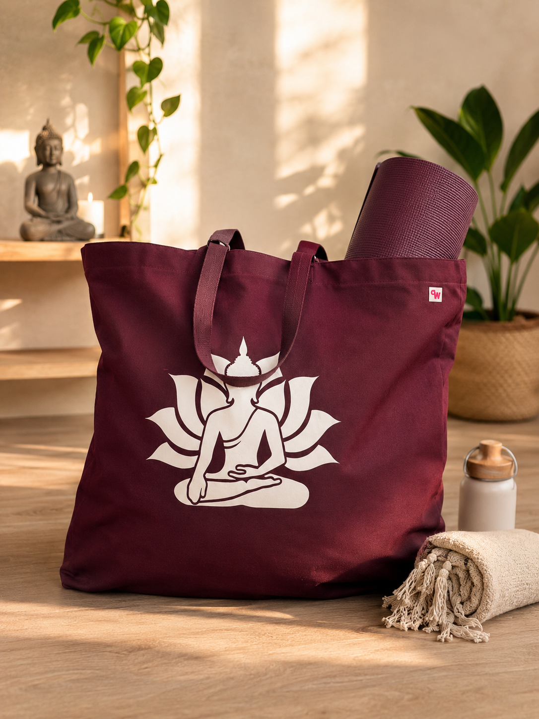 Oversized Canvas Bag „Yoga" Iron-On Vinyl Patch
