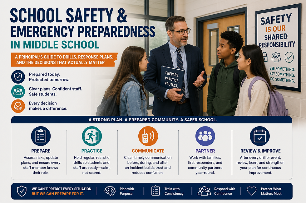 School Safety and Emergency Preparedness in Middle School: A Principal's Guide to Drills, Response Plans, and the Decisions That Actually Matter