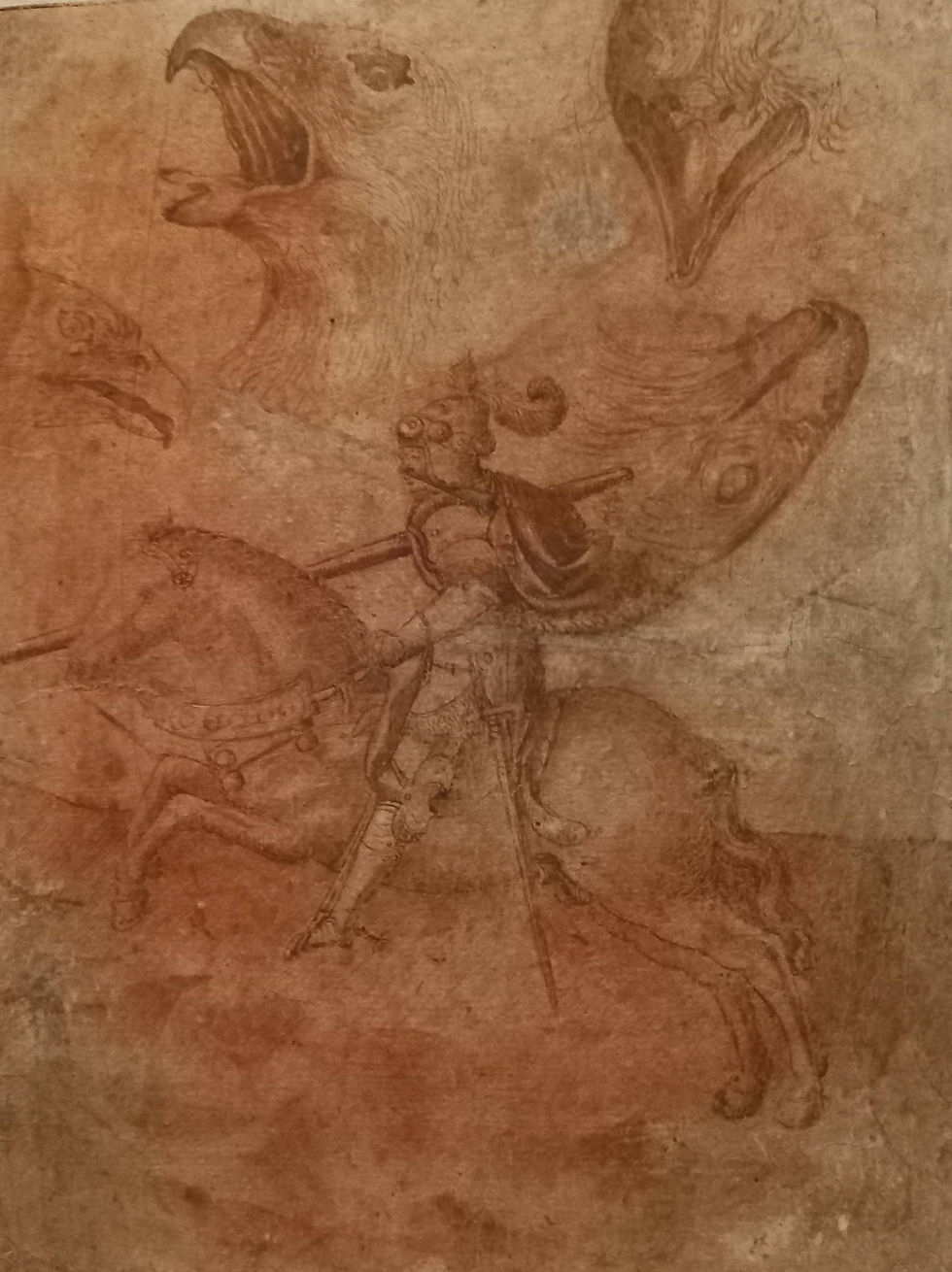 Тосканец. Рыцарь на лошади и этюды головы орла, 1425 – 1450гг.