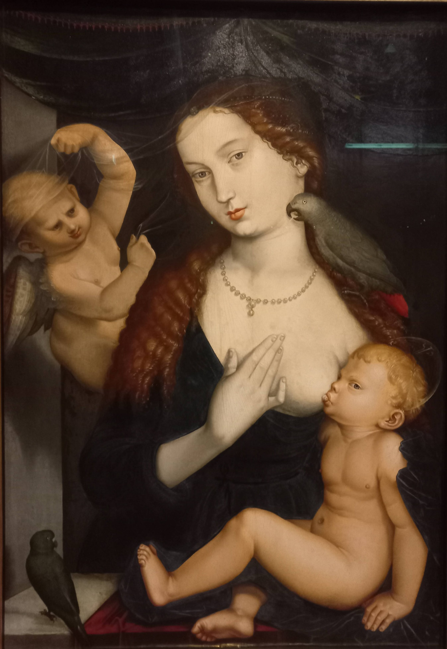 Г.Бальдунг Грин. Мадонна с младенцем и попугаями, 1533 г.