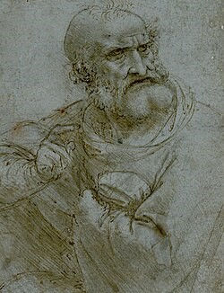 Леонардо да Винчи. Этюд апостола, ок.1494 – 1496гг.