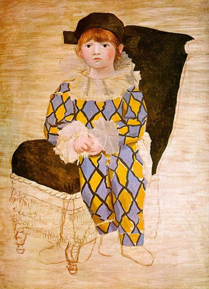 П.Пикассо. Поль в костюме Арлекина, 1924