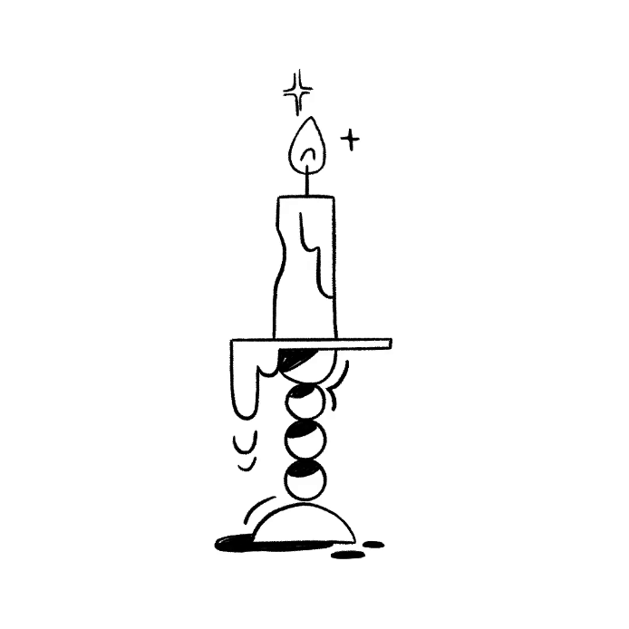 doodle illustration of a lit candle