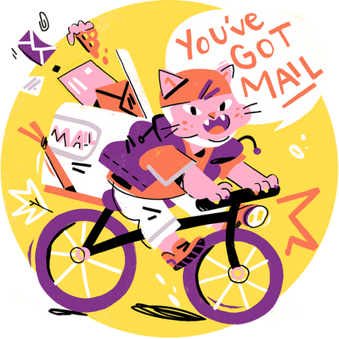 pizza delivery cat on bike children's illustration susanna rumiz