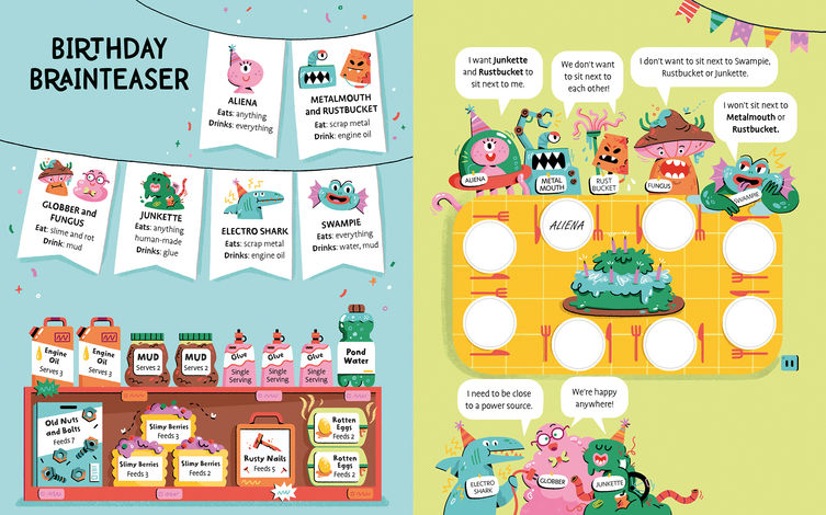 logic puzzles book for kids illustrations