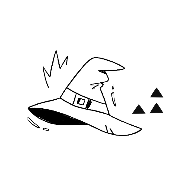 witch hat floating doodle illustration