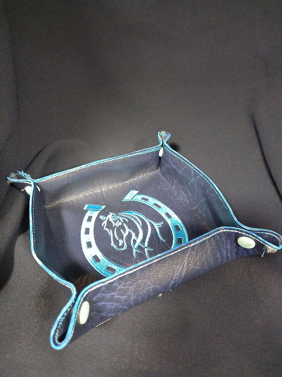 Embroidered Horseshoe and Horse Accessory / Dice Tray