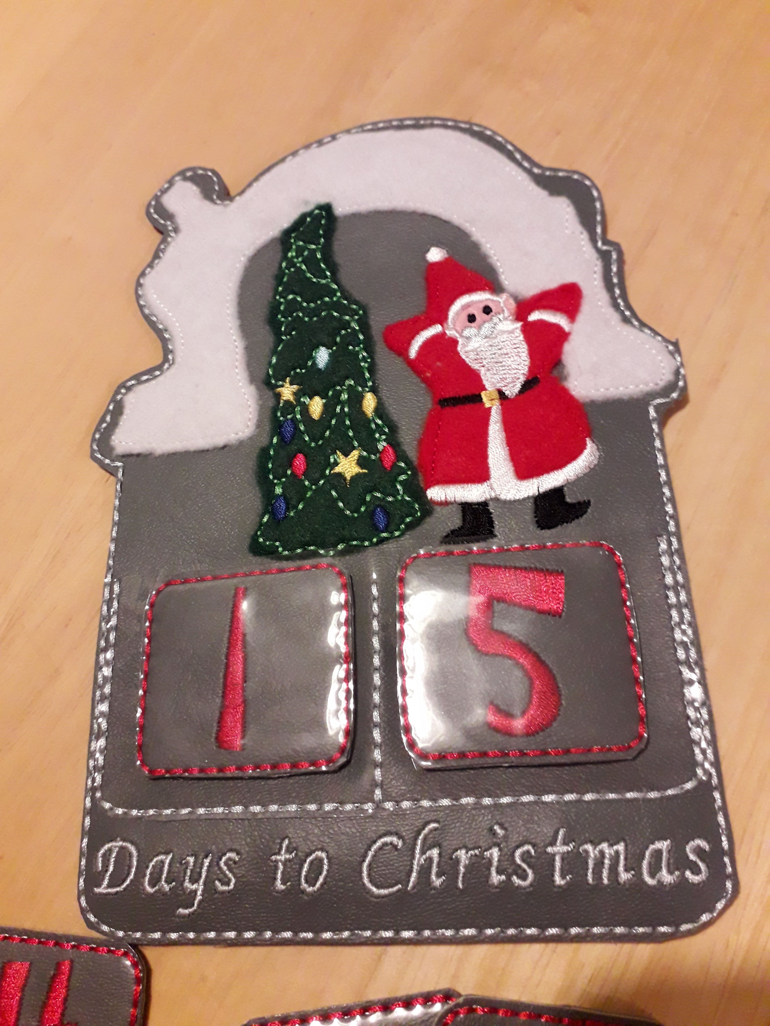 Countdown to Christmas - Faux Leather Embroidered keepsake