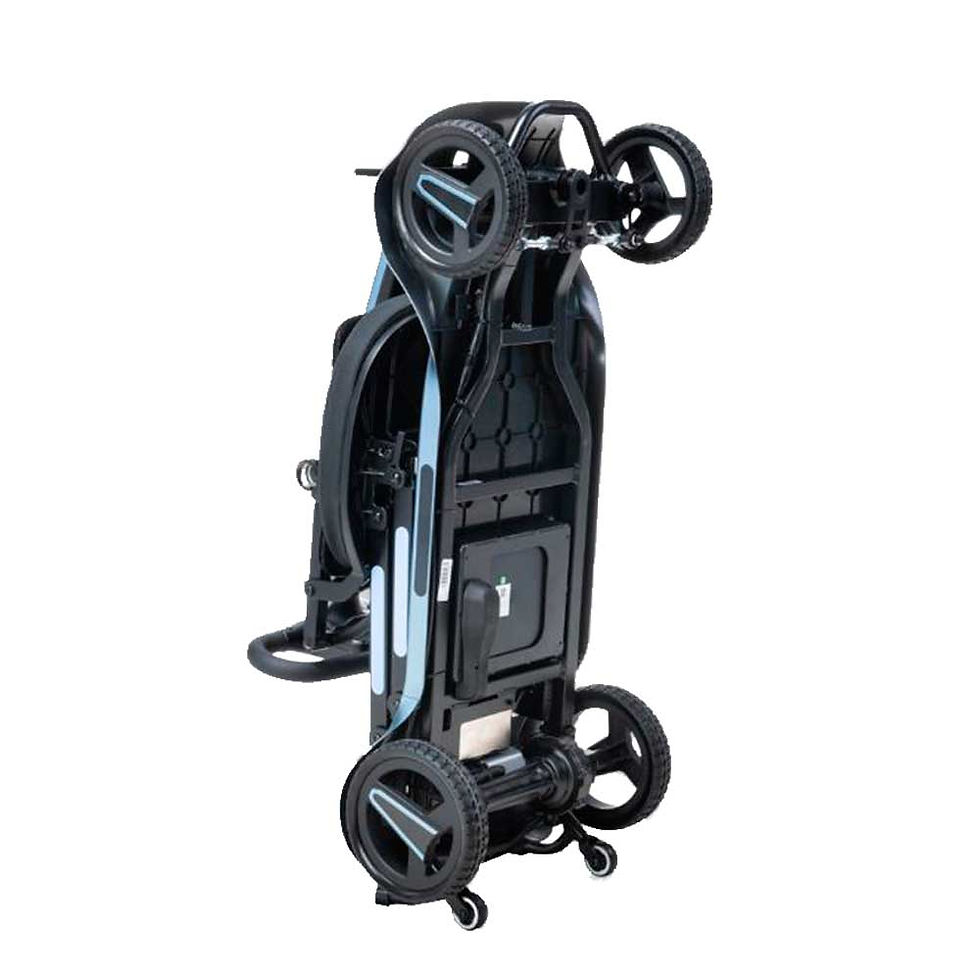 Thumbnail: Aero MG Manual Folding mobility Scooter folded in upright storage position