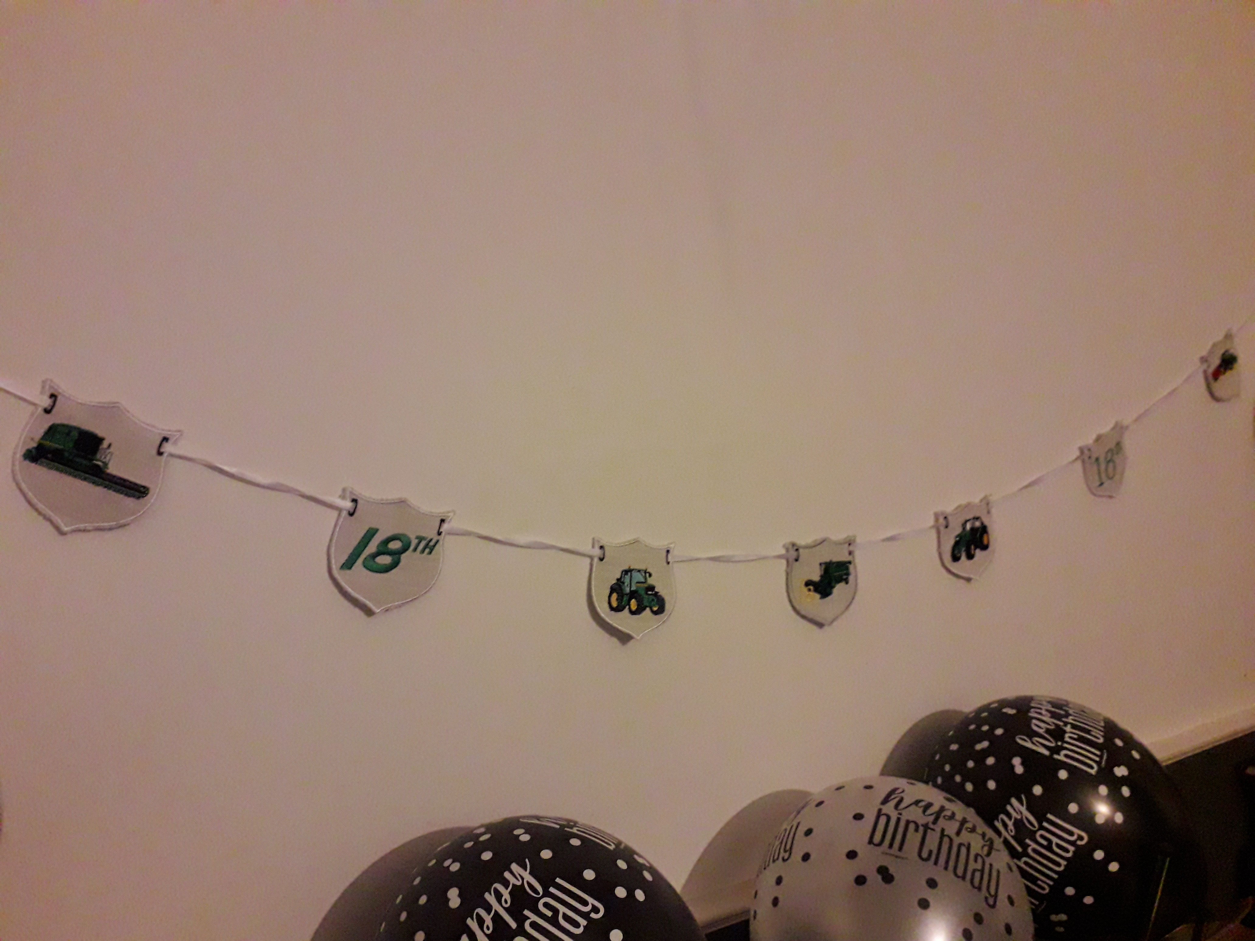 Embroidered Green Tractor Bunting - 7 flags