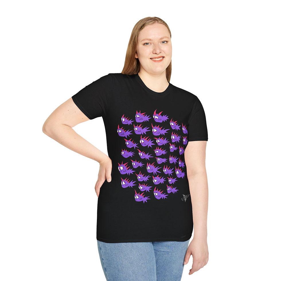 Thumbnail: USA - Unisex TSHIRT - Spikey Fish (purple/orange) 