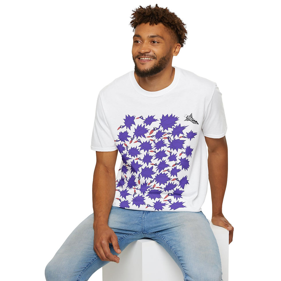 Thumbnail: AUS - Unisex TSHIRT- Spikey Birds (purple/orange)