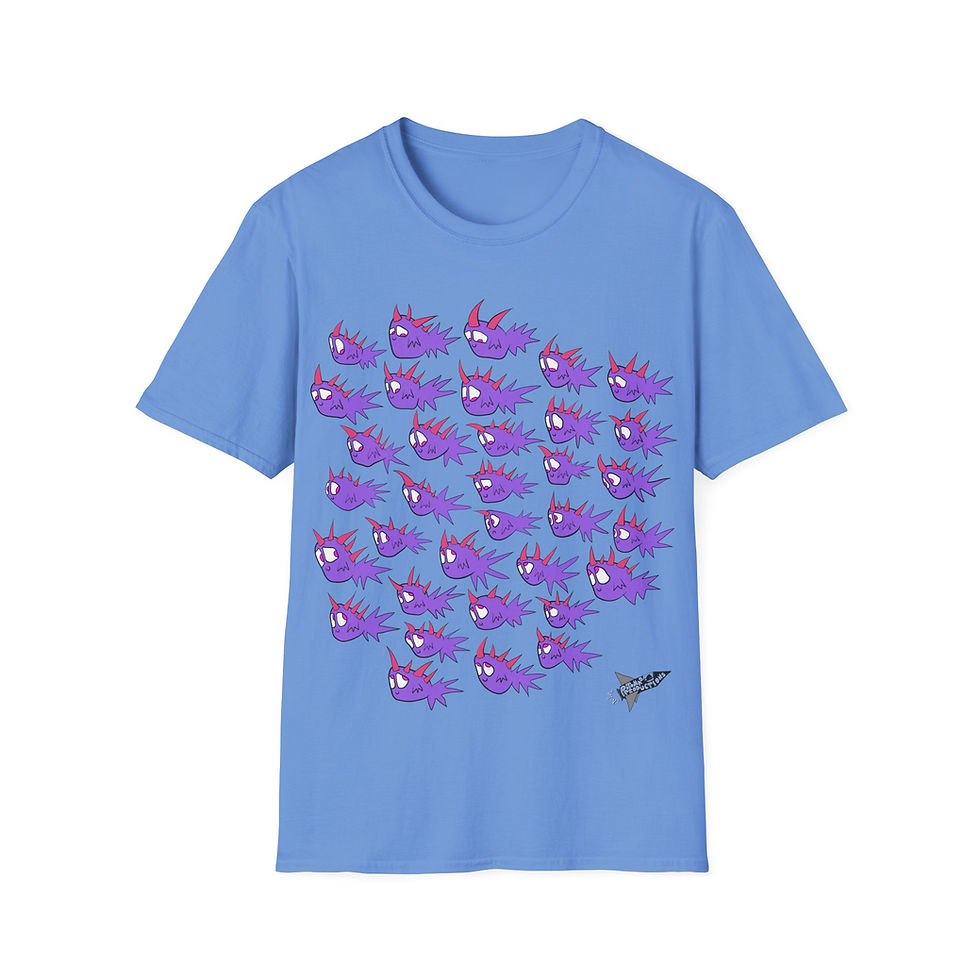 Thumbnail: UK - Unisex TSHIRT - Spikey Fish (purple/orange)