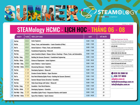 Lịch học hè tại STEAMology