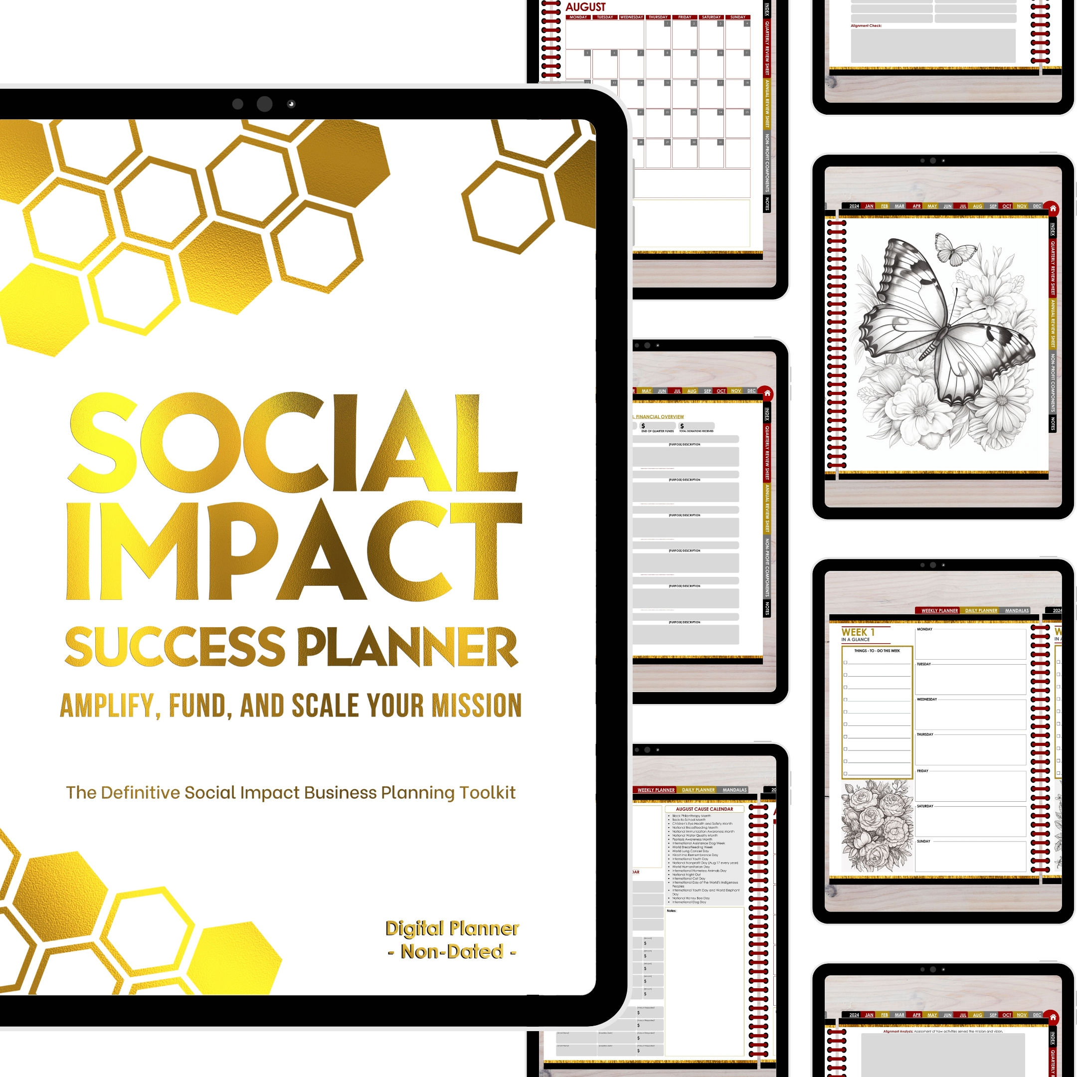 Social Impact Success Digital Planner: Perpetual-Non Dated - Light