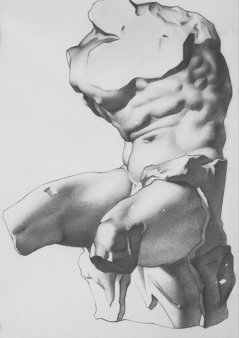 Bargue #4 Torso in Charcoal