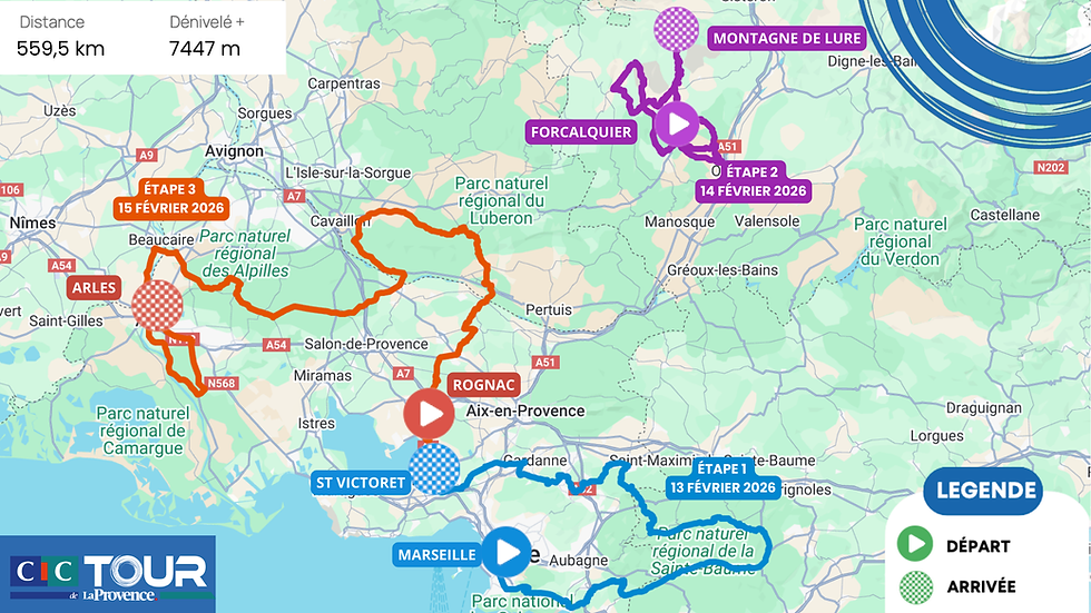 carte du parcours du Tour de la Provence 2026