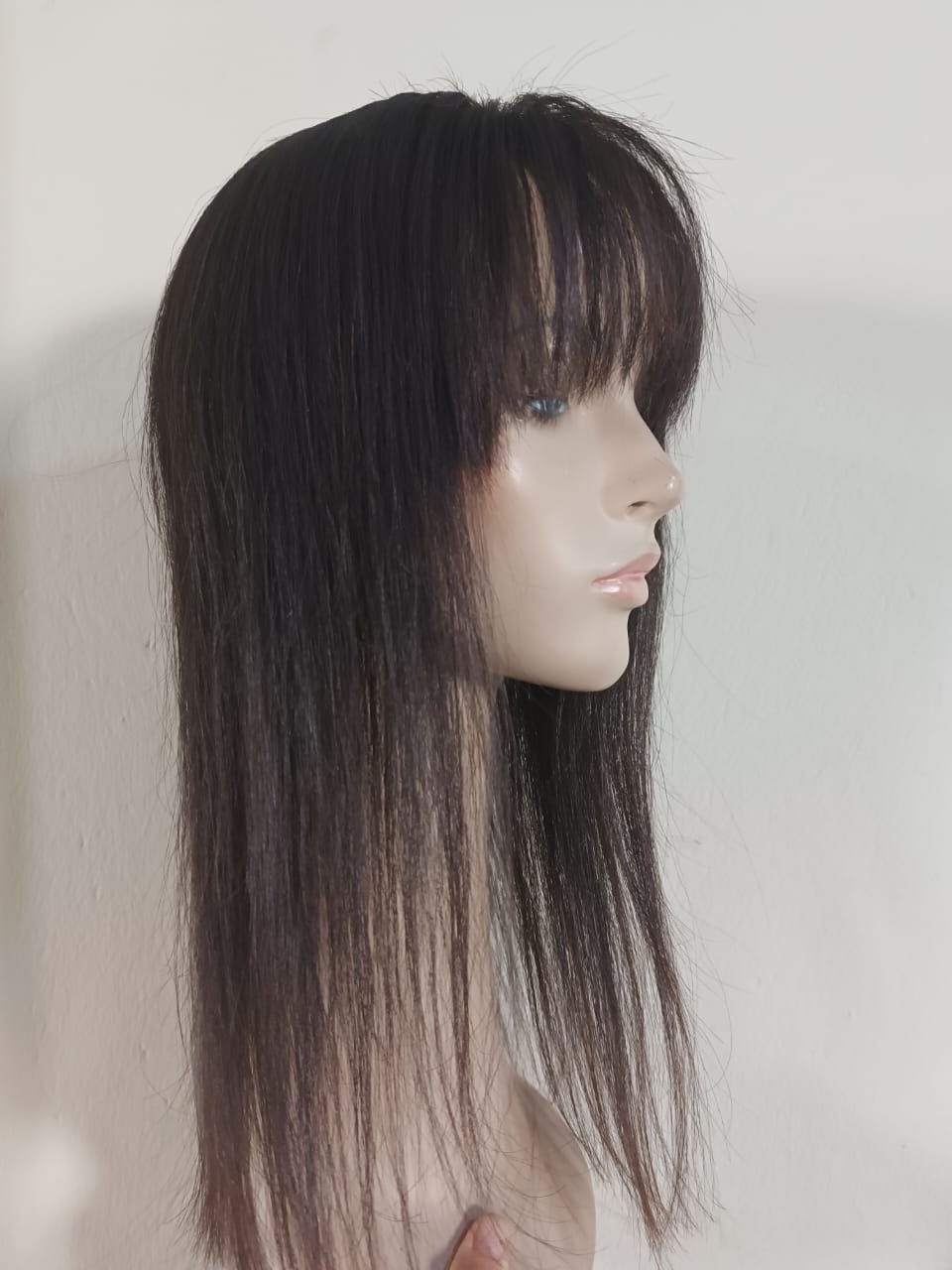 Miniatura: aplique de topo tic tac cabelo humano sem tinta castanho medio 45 cm