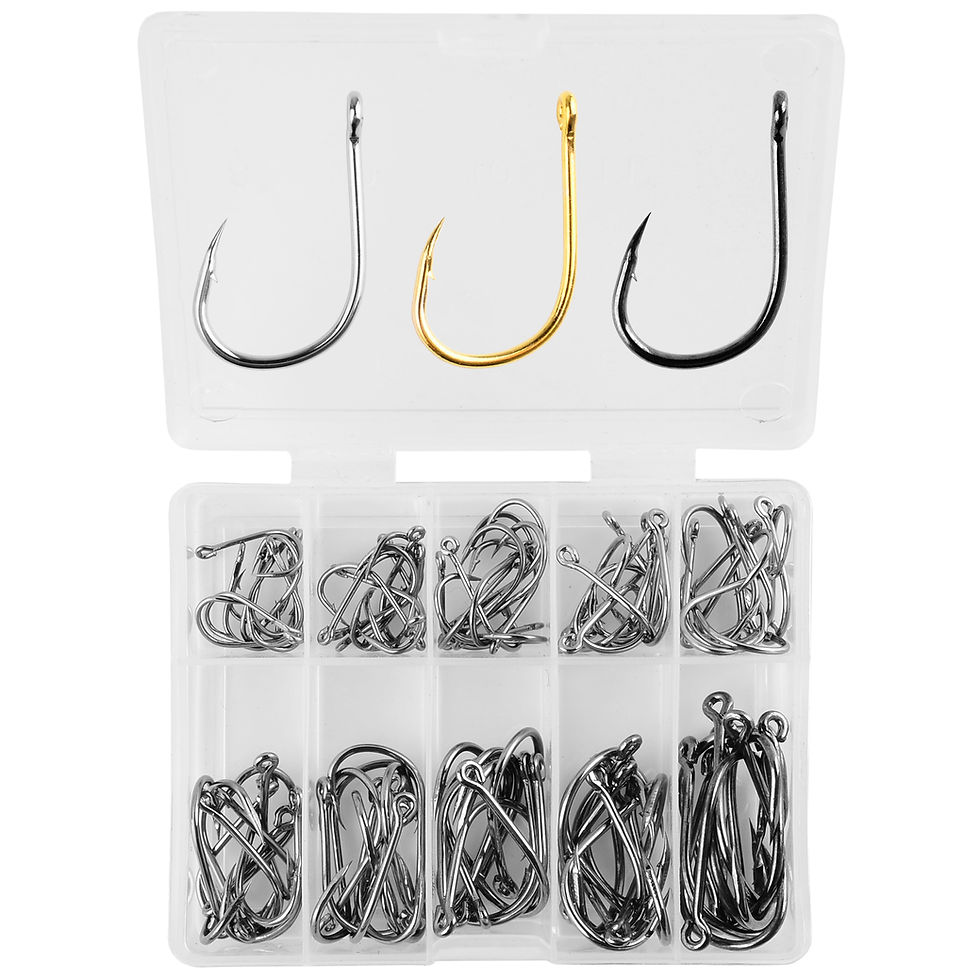 Thumbnail: Aorace 100pc Carbon Steel Fishing Hook Set - Barbed Carp Hooks