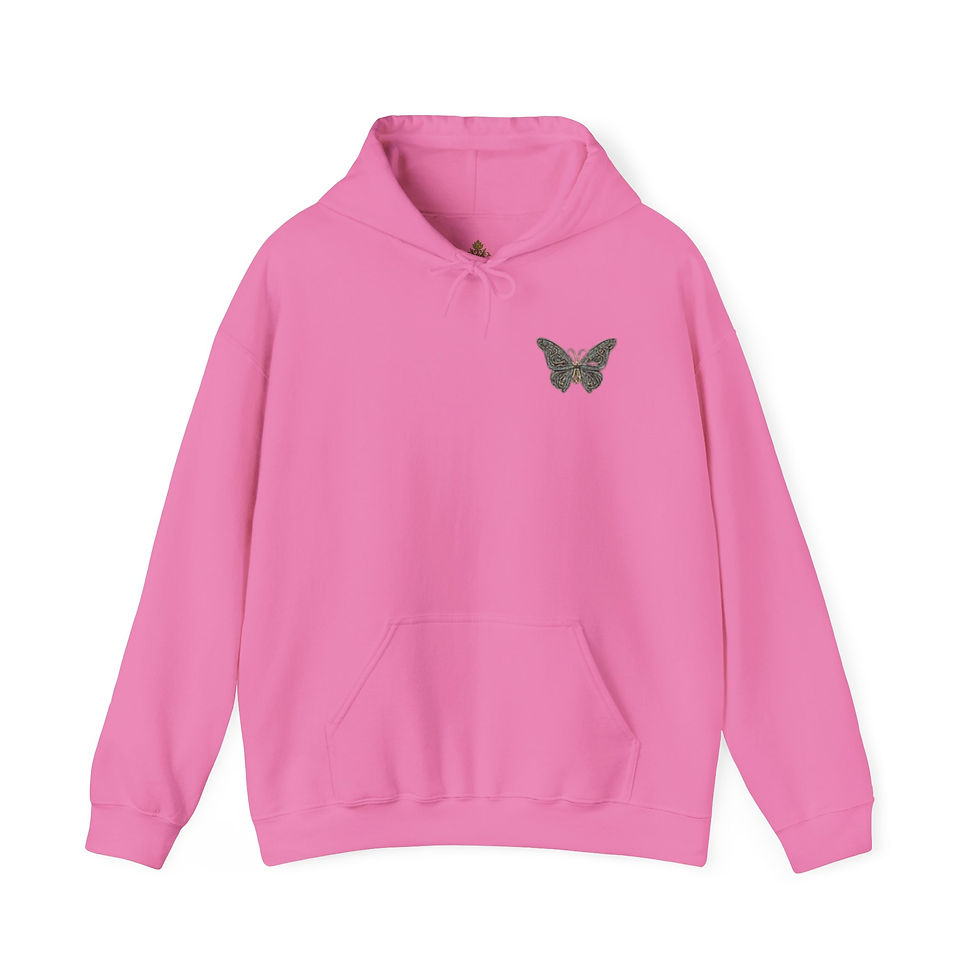 Thumbnail: Butterfly Logo Hoodie — Floral 'PATOLA' Back Print