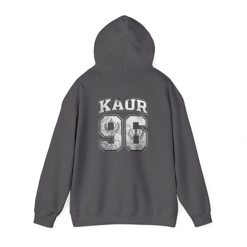Thumbnail: Kaur Hoodie - Sikh Khanda Logo Front & '96' Varsity Back