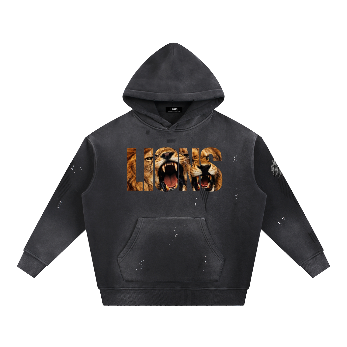"Descended from Lions" Vintage Washed Frayed Fleece Hoodie