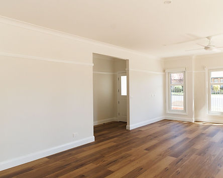 Freshly painted interior hallway with timber floors at Arndilly Bathurst