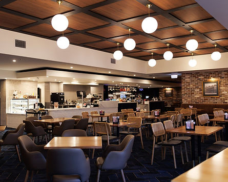 Timber ceiling and open dining area at Bathurst RSL Club commercial fit-out