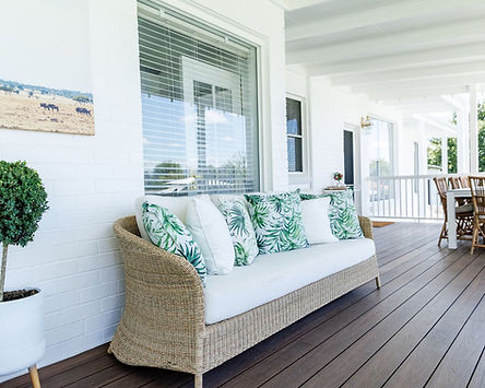 Extended verandah with outdoor seating and garden views at Elbourne Bathurst renovation
