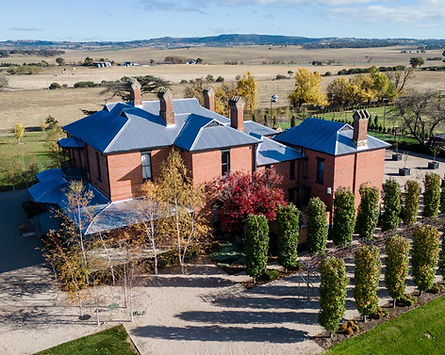 Aerial view of Sadlier House and manicured grounds in Central West NSW