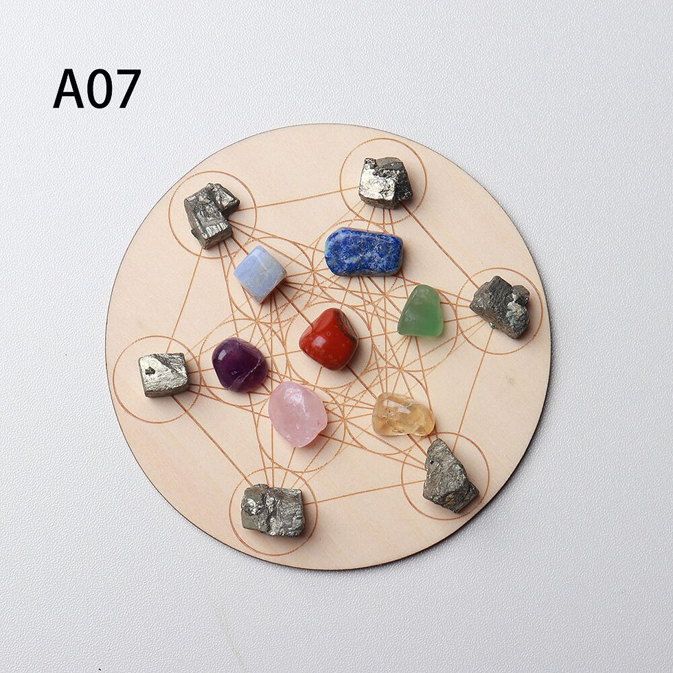 Thumbnail: 7pcs/Set Natural Healing Stones + Seven Star Array Wood Plate