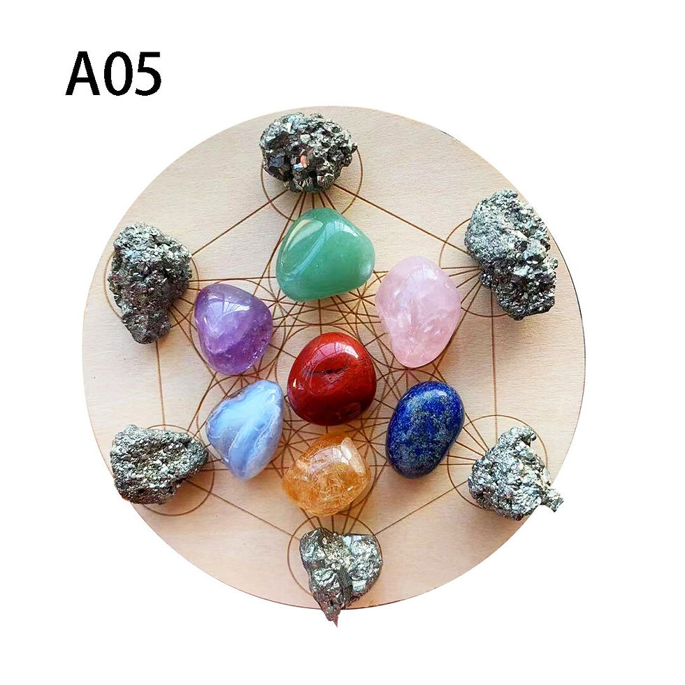 Thumbnail: 7pcs/Set Natural Healing Stones + Seven Star Array Wood Plate
