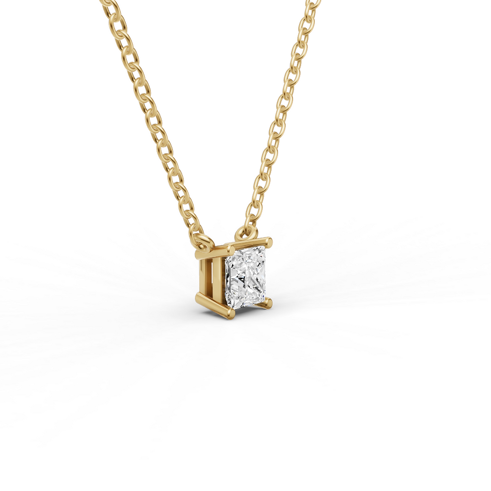 Thumbnail: Lab Grown Floating Princess Cut Diamond Solitaire Pendant