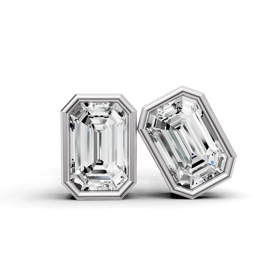 Thumbnail: Emerald Shape Lab Grown Diamond Solitaire Earrings Bezel