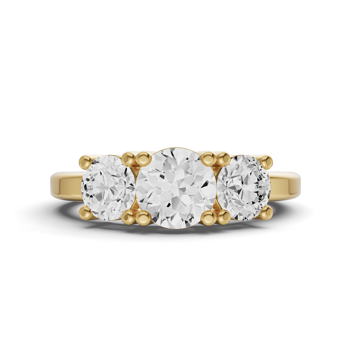 Round Natural 3 Stone Basket Setting Ring