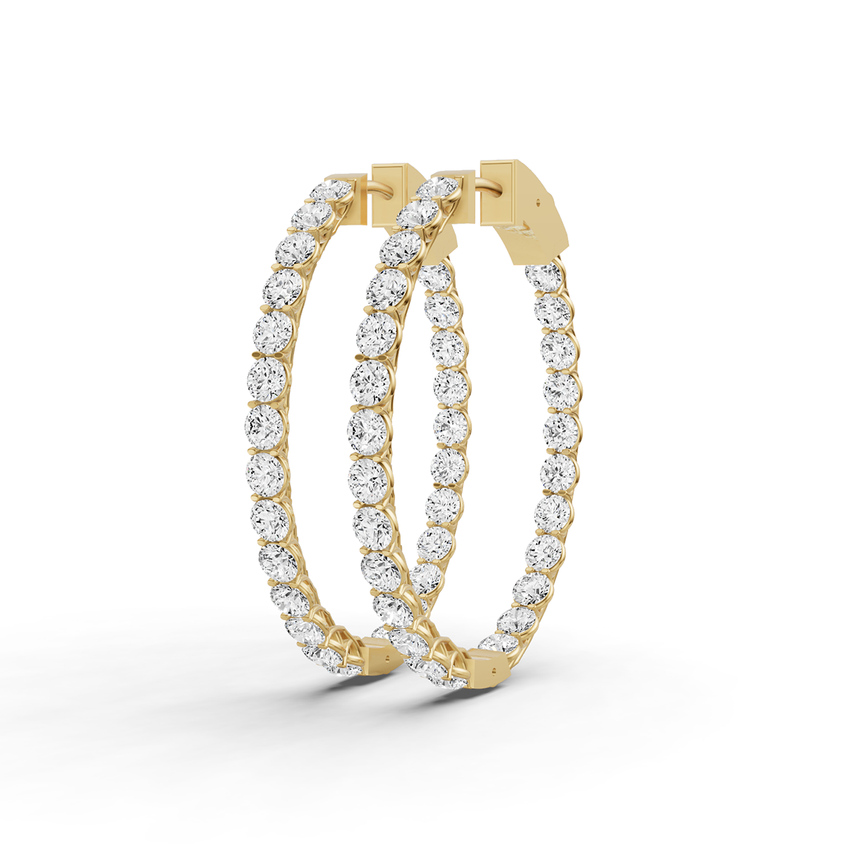 Lucida Setting Oval Shape Diamond Hoop Earrings (Lab Grown)