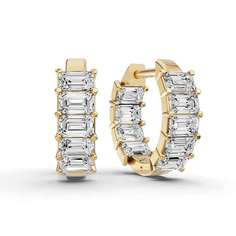 Thumbnail: Lab Grown Emerald Diamond East-West Fancy Hoop Earrings
