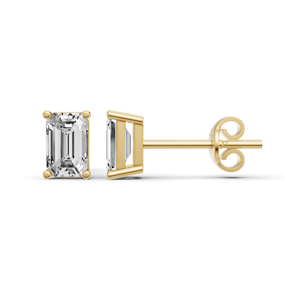 Thumbnail: Emerald Shape Lab Grown Diamond Solitaire Earrings Prong