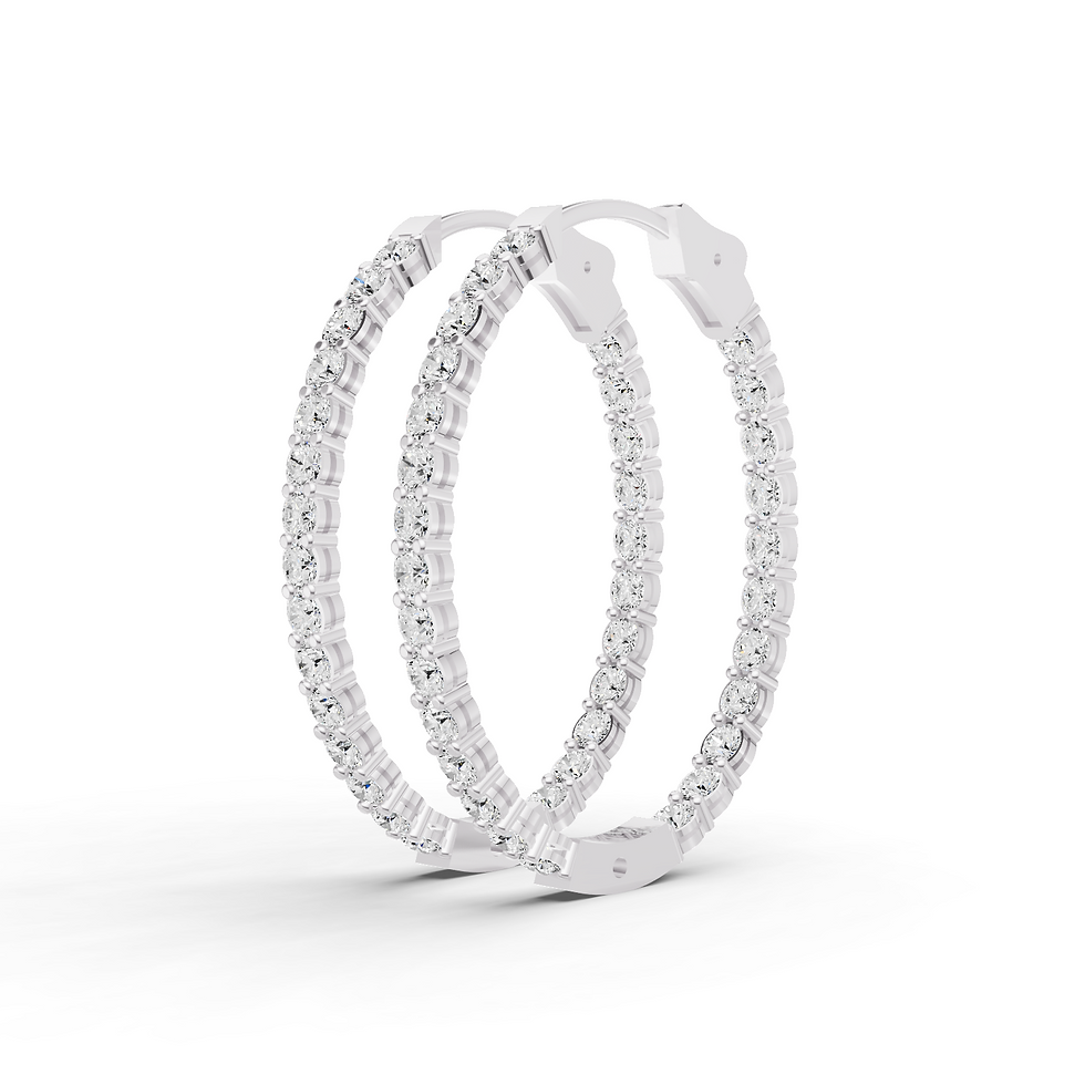 Thumbnail: Lab Grown Diamond Oval Shape In & Out Hoop Earrings
