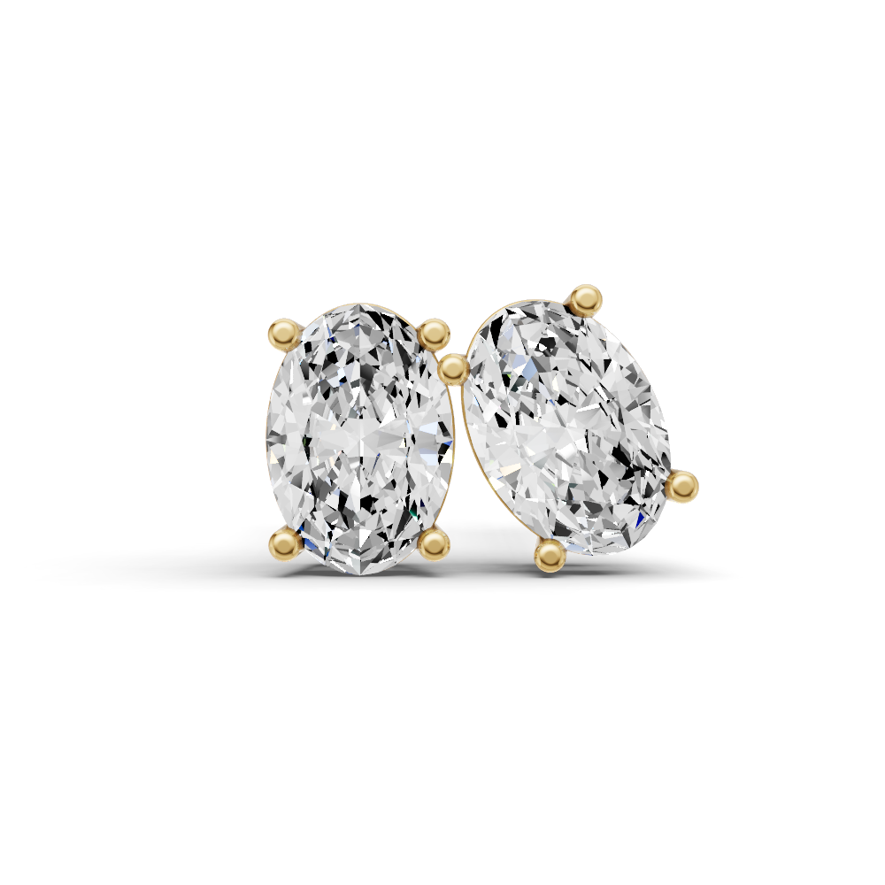 Oval Shape Lab Grown Diamond Solitaire Earrings Prong