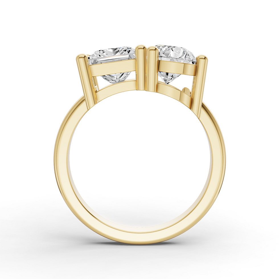 Thumbnail: Princess and Pear Cut Lab Grown Diamond Two Stone Ring