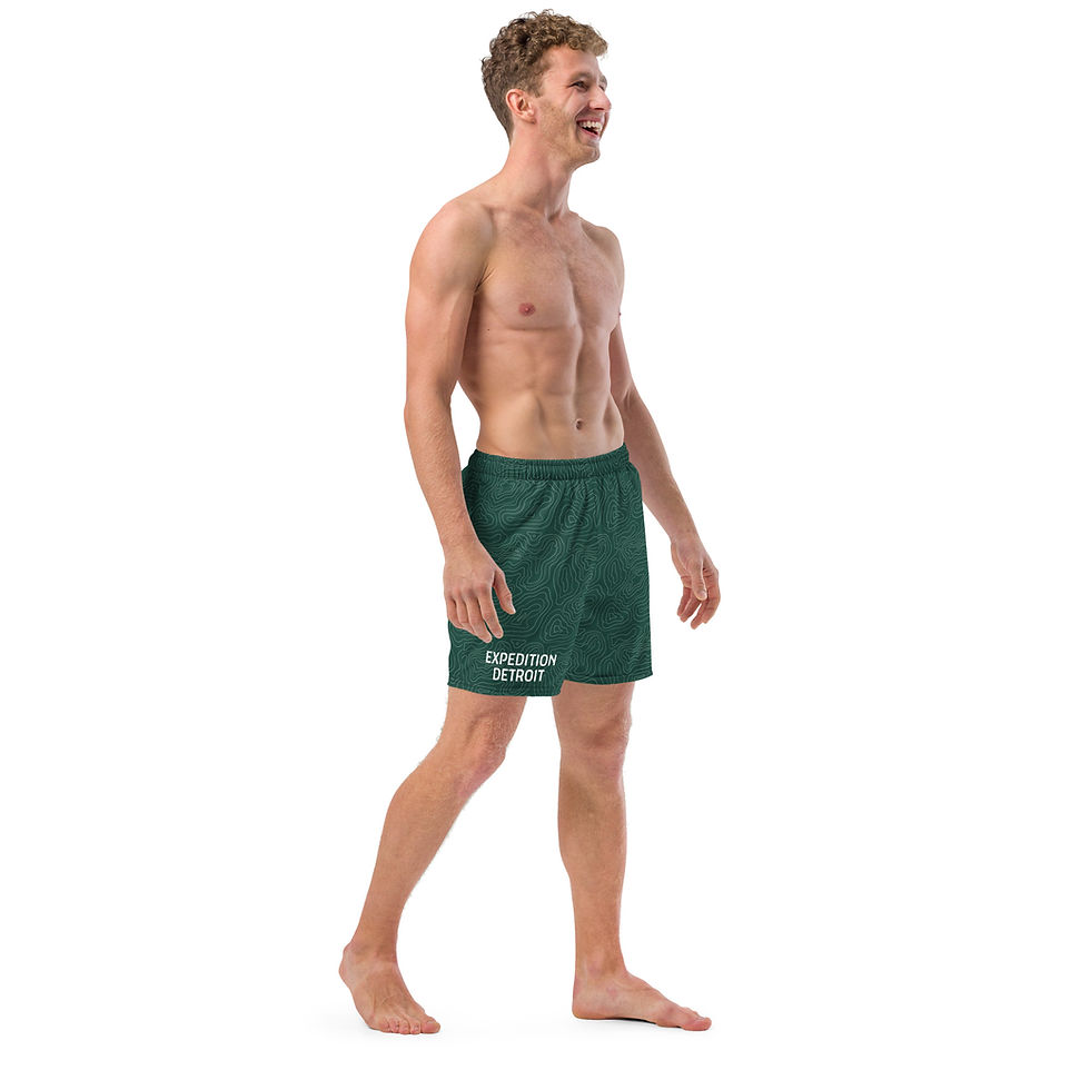 Miniature : Topographic Branded Swim Trunks - Expedition Green
